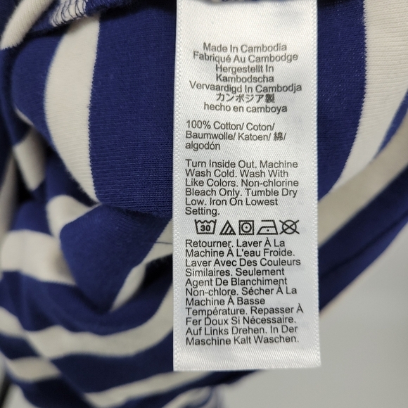 J.Crew Women Perfect-fit elbow-sleeve T-shirt in stripe with gold buttons Size L - Picture 8 of 11